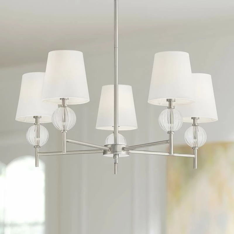 Possini Euro Sariac 24 3/4" Wide Brushed Nickel 5-Light Chandelier 3 Possini Euro Sariac 24 3/4" Wide Brushed Nickel 5-Light Chandelier