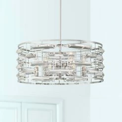 Possini Euro Smart 20" Wide Nickel And Crystal Modern Pendant Light