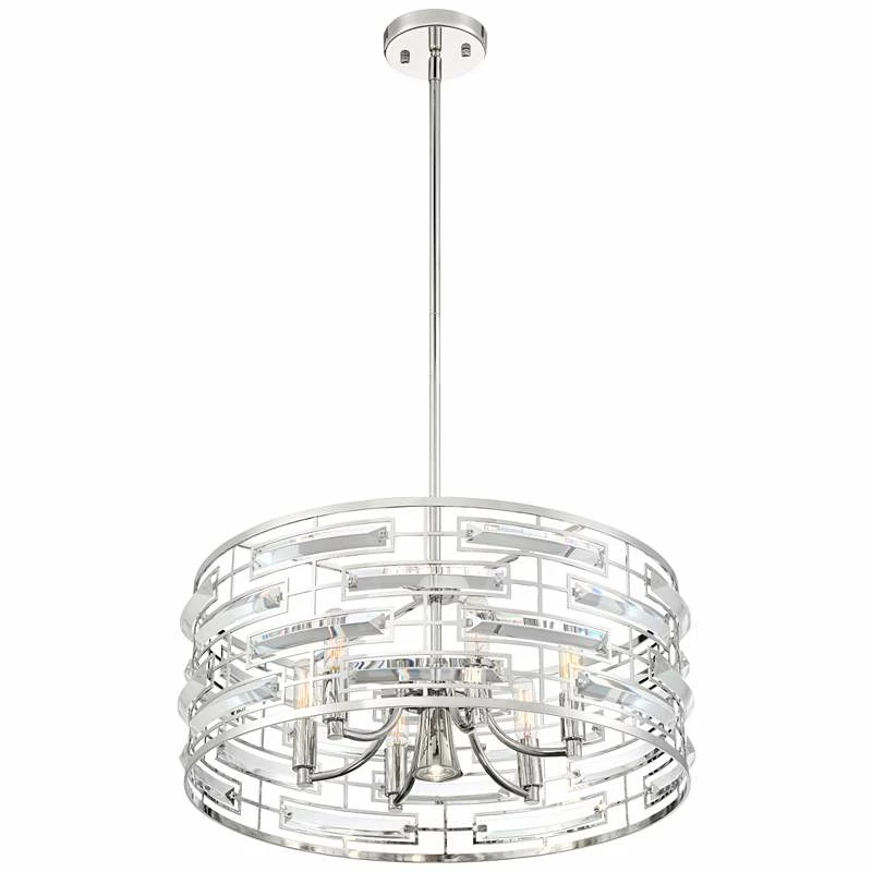Possini Euro Smart 20" Wide Nickel And Crystal Modern Pendant Light 8 Possini Euro Smart 20" Wide Nickel And Crystal Modern Pendant Light - Image 6