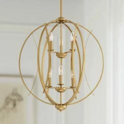 Possini Euro Spherical 24" Wide Gold 6-Light Orb Pendant