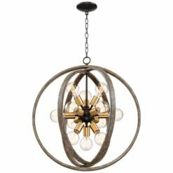 Possini Euro Stedman 25" 12-Light Gold And Wood Sputnik Orb Chandelier -Lighting Sales Shop possini euro stedman 25 inch 12 light gold and wood sputnik orb chandelier 15c89