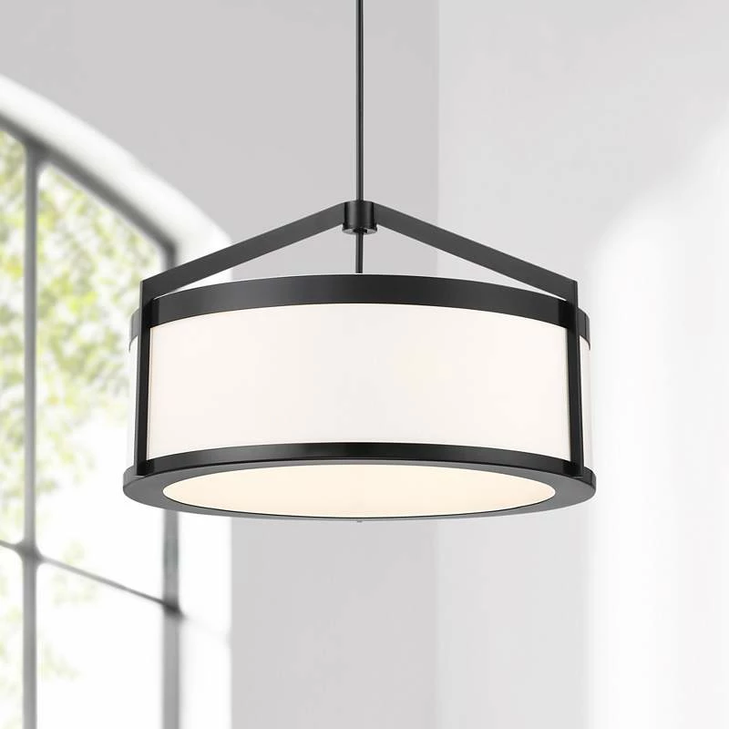Possini Euro Vasini 26 3/4"W Gloss Black Drum Pendant Light 3 Possini Euro Vasini 26 3/4"W Gloss Black Drum Pendant Light