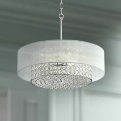 Possini Euro Viviette 20" Wide Chrome And Modern Crystal Pendant Light