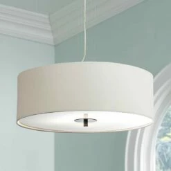 Possini Euro White Four Light 24" Wide Pendant Chandelier