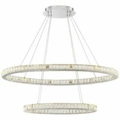 Possini Wainwright 48" Wide Crystal Double-Ring Dimmable LED Pendant -Lighting Sales Shop possini wainwright 48 inch wide crystal double ring dimmable led pendant 66g07