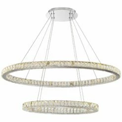Possini Wainwright 48" Wide Crystal Double-Ring Dimmable LED Pendant -Lighting Sales Shop possini wainwright 48 inch wide crystal double ring dimmable led pendant 66g07views3