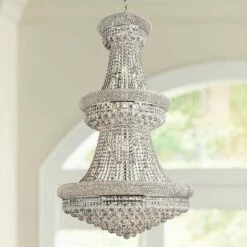 Primo 30" Wide Chrome And Clear Crystal Chandelier