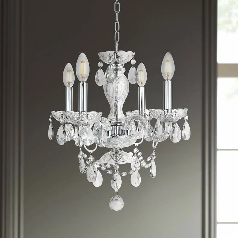 Princeton 17" Wide Chrome And Crystal 4-Light Chandelier 3 Princeton 17" Wide Chrome And Crystal 4-Light Chandelier
