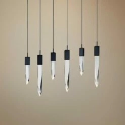 Quartz 39 1/4"W Black 12-LED Kitchen Island Light Pendant