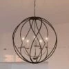 Quoizel Bryn 24" 5-Light Open Globe Black And Antique Nickel Pendant
