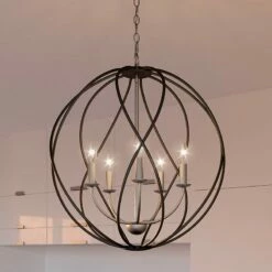 Quoizel Bryn 24" 5-Light Open Globe Black And Antique Nickel Pendant
