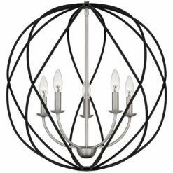 Quoizel Bryn 24" 5-Light Open Globe Black And Antique Nickel Pendant -Lighting Sales Shop quoizel bryn 24 inch 5 light open globe black and antique nickel pendant 152t2views2