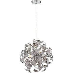 Quoizel Ribbons 17" Wide Polished Chrome Pendant -Lighting Sales Shop quoizel ribbons 17 inch wide polished chrome pendant 7t368