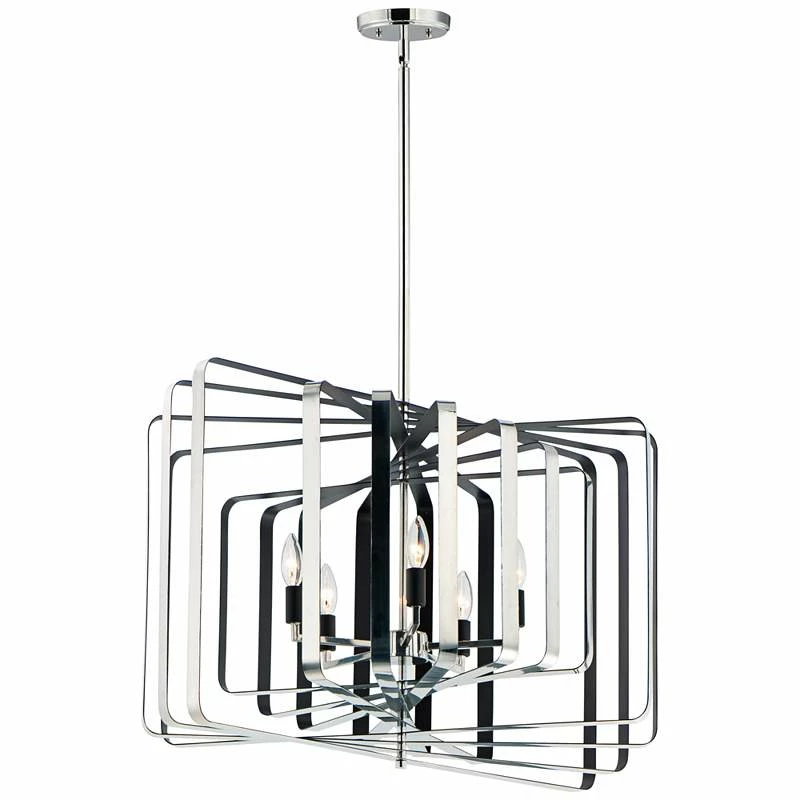 Maxim Radial 30"W Rectangular Nickel Black 5-Light Pendant Light 4 Maxim Radial 30"W Rectangular Nickel Black 5-Light Pendant Light - Image 2