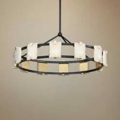 Maxim Radiant 34 3/4" Wide Black And Gold Leaf LED Ring Pendant Light