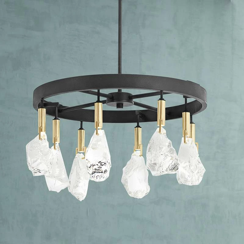 Rare Elements 20" Wide Sand Coal 8-Light LED Chandelier 3 Rare Elements 20" Wide Sand Coal 8-Light LED Chandelier