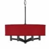 Red Faux Silk Ava 6-Light Black Pendant Chandelier 1 Red Faux Silk Ava 6-Light Black Pendant Chandelier -Lighting Sales Shop red faux silk ava 6 light black pendant chandelier 709j6