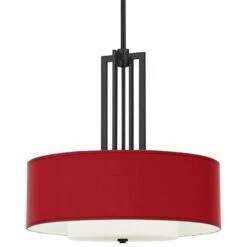 Red Faux Silk Carey 24" Black 4-Light Chandelier