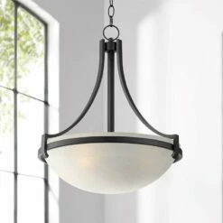 Regency Hill 20" Wide Black Marbleized Glass Bowl Pendant Light