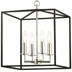 Richie 13" Wide Polished Nickel And Black 4-Light Pendant -Lighting Sales Shop richie 13 inch wide polished nickel and black 4 light pendant 66j90views2