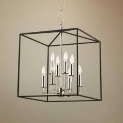 Richie 18" Wide Polished Nickel And Black 8-Light Pendant