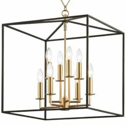 Richie 18"W Aged Brass And Textured Black 8-Light Pendant -Lighting Sales Shop richie 18 inchw aged brass and textured black 8 light pendant 66j91views2