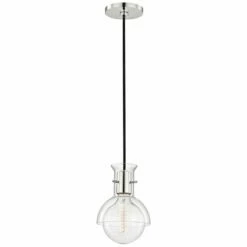 Riley 6 1/4"W Polished Nickel Mini Pendant W/ Clear Glass -Lighting Sales Shop riley 6 and one quarter inchw polished nickel mini pendant w clear glass 47c52views3