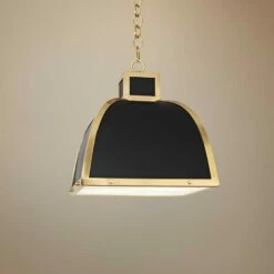Robert Abbey Ranger 17 1/2"W Black And Brass Pendant Light