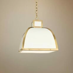 Robert Abbey Ranger 17 1/2"W White And Brass Pendant Light