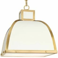 Robert Abbey Ranger 17 1/2"W White And Brass Pendant Light -Lighting Sales Shop robert abbey ranger 17 and one half inchw white and brass pendant light 66y91views2
