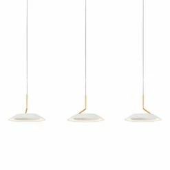 Royyo 44" Wide Matte White And Gold 3-Light Linear Pendant -Lighting Sales Shop royyo 44 inch wide matte white and gold 3 light linear pendant 68r21