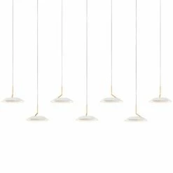 Royyo 44"W Matte White And Gold 7-Light Linear Pendant -Lighting Sales Shop royyo 44 inchw matte white and gold 7 light linear pendant 68r34