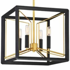 Sable Point 14 1/4"W Black And Gold 4-Light Foyer Pendant -Lighting Sales Shop sable point 14 and one quarter inchw black and gold 4 light foyer pendant 77n92views1