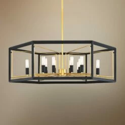Sable Point 26" Wide Black And Gold 12-Light Pendant Light