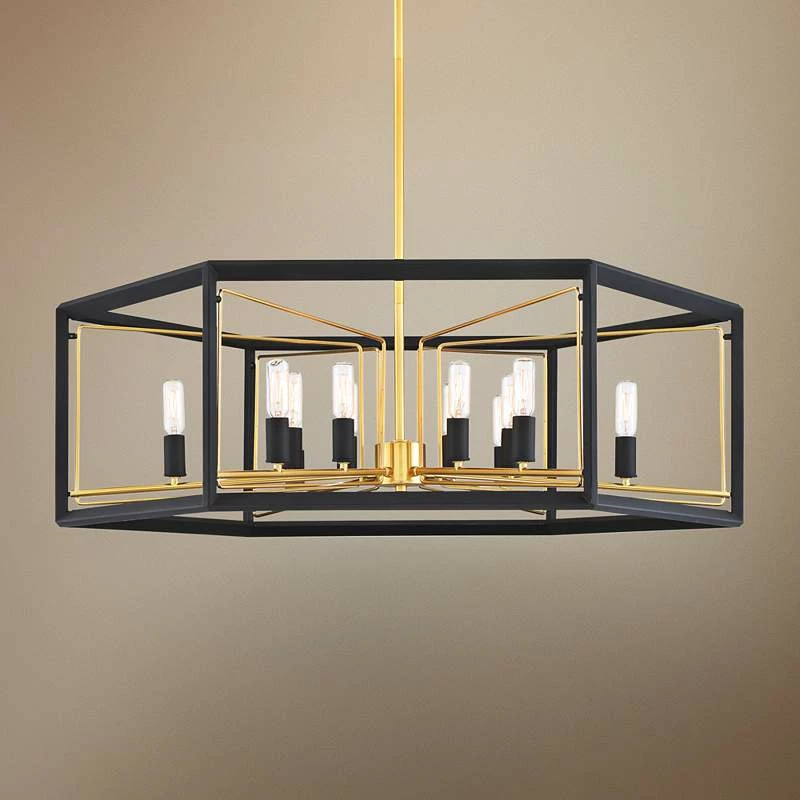 Sable Point 26" Wide Black And Gold 12-Light Pendant Light 3 Sable Point 26" Wide Black And Gold 12-Light Pendant Light