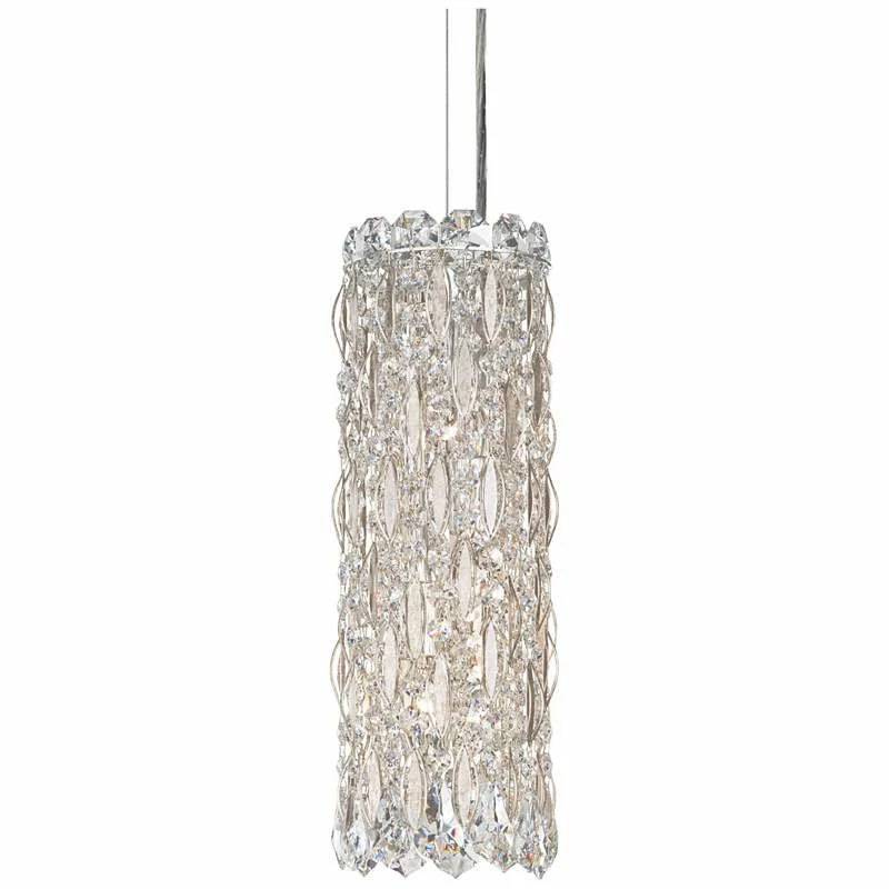 Schonbek Sarella 5" Wide Silver And Crystal Column Pendant 4 Schonbek Sarella 5" Wide Silver And Crystal Column Pendant - Image 2