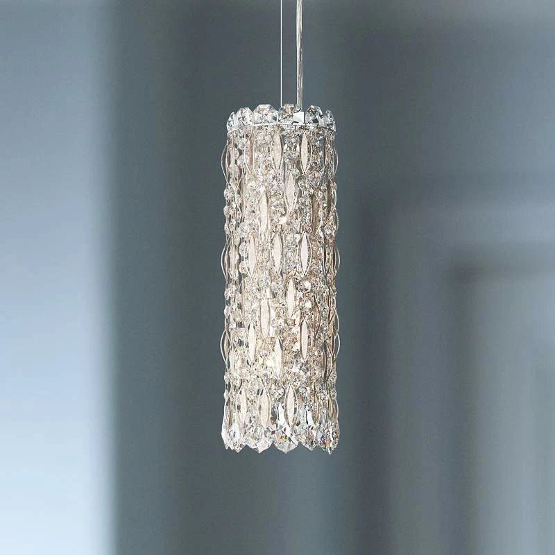 Schonbek Sarella 5" Wide Silver And Crystal Column Pendant 3 Schonbek Sarella 5" Wide Silver And Crystal Column Pendant