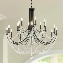 Schonbek Verdana 43"W Black 18-Light 2-Tier Pendant Light