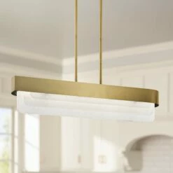 Serene 36 1/2" Wide Brass LED Kitchen Island Light Pendant