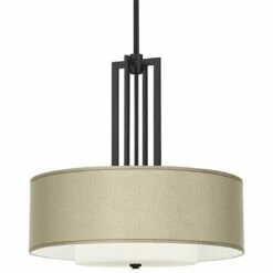 Sesame Faux Silk Carey 24" Black 4-Light Chandelier