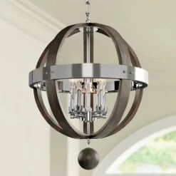 Sharlow Charcoal And Silverleaf Glass 19"W 5-Light Pendant