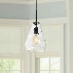 Simplicite 9" Wide Black And Glass LED Mini Pendant