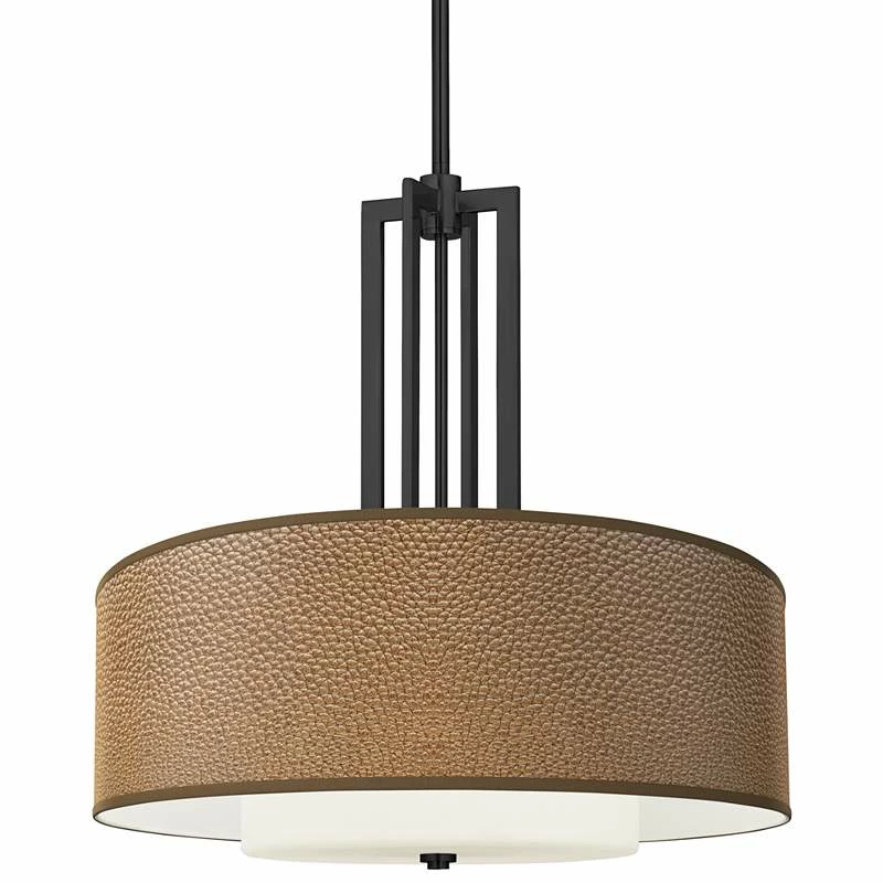 Simulated Leatherette Carey 24" Black 4-Light Chandelier 3 Simulated Leatherette Carey 24" Black 4-Light Chandelier