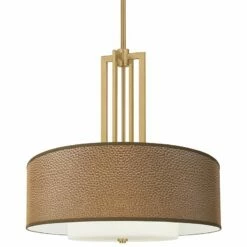 Simulated Leatherette Carey 24" Gold 4-Light Chandelier