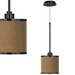Simulated Leatherette Giclee Black Mini Pendant Light
