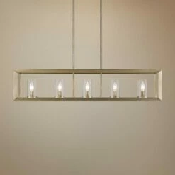 Golden Lighting Smyth 41" Wide White Gold Kitchen Island Light Pendant