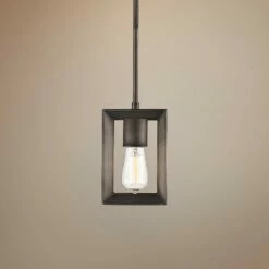 Golden Lighting Smyth 7" Wide Gunmetal Bronze Cage Mini Pendant