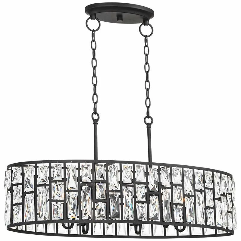 Sofie 31 1/2"W Black Crystal Kitchen Island Light Pendant 5 Sofie 31 1/2"W Black Crystal Kitchen Island Light Pendant - Image 3