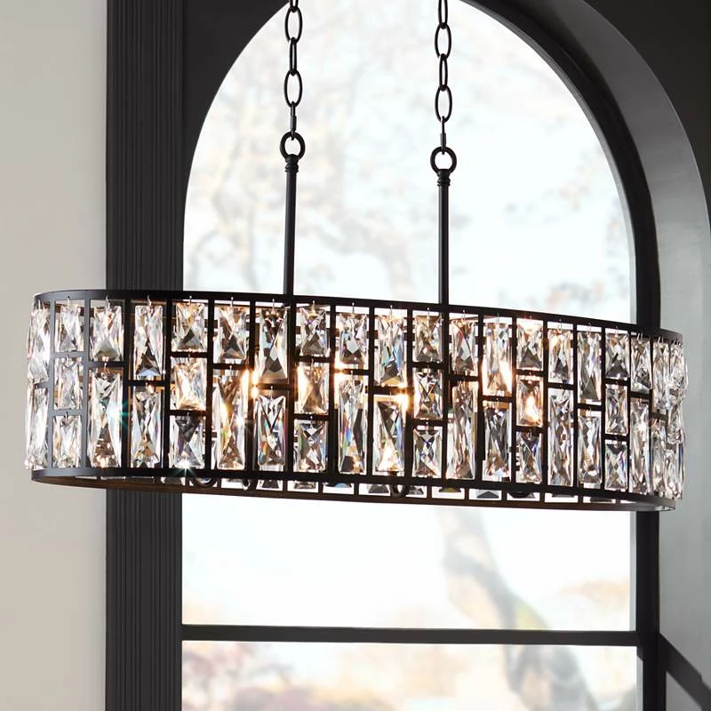 Sofie 31 1/2"W Black Crystal Kitchen Island Light Pendant 4 Sofie 31 1/2"W Black Crystal Kitchen Island Light Pendant - Image 2