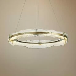Solstice 35 3/4" Wide Soft Gold And Glass LED Pendant Light